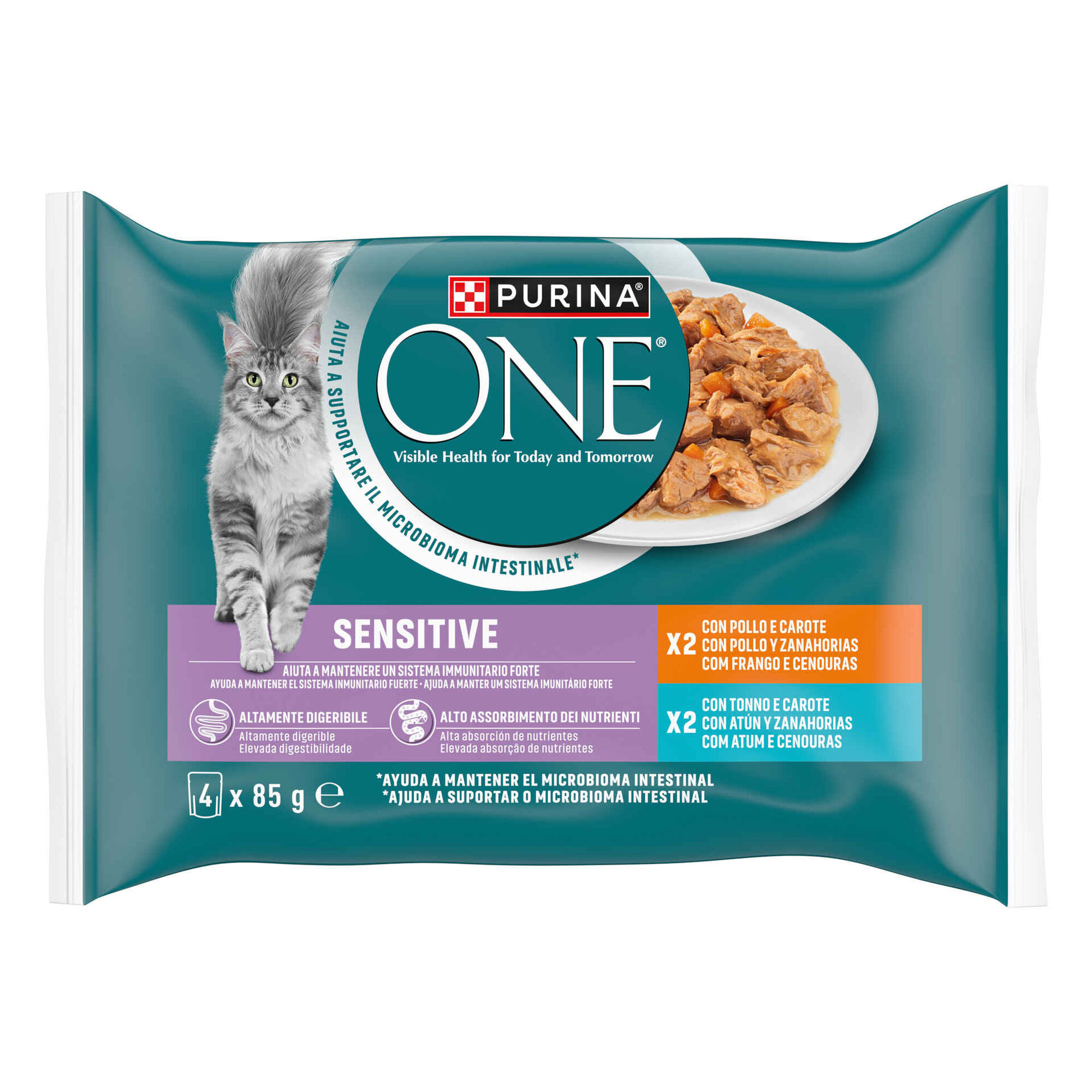 Comida H&uacute;mida para Gato Adulto Sensitive Frango e Atum Purina One