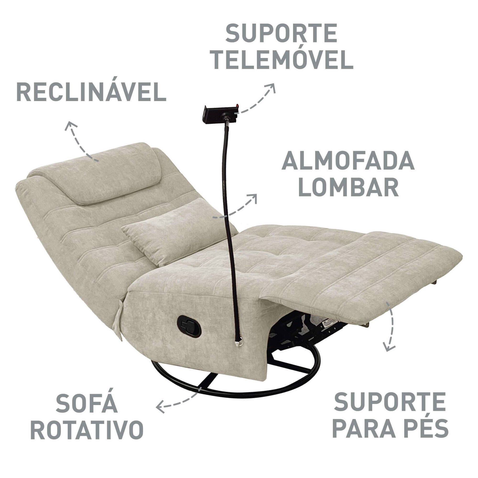 Sof&aacute; Reclin&aacute;vel Taupe Kasa