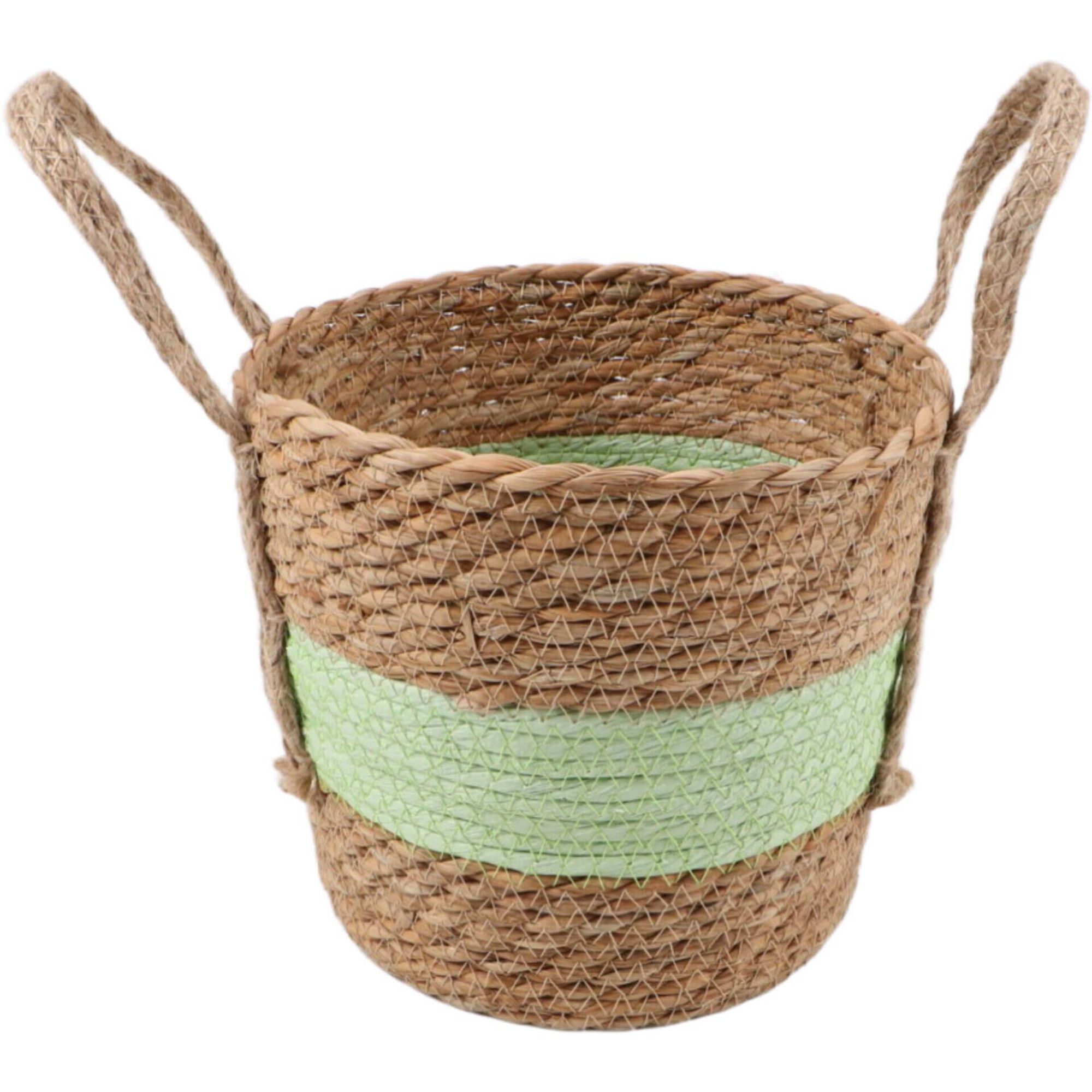 Cesto Alto 23cm com Asas Barra Verde