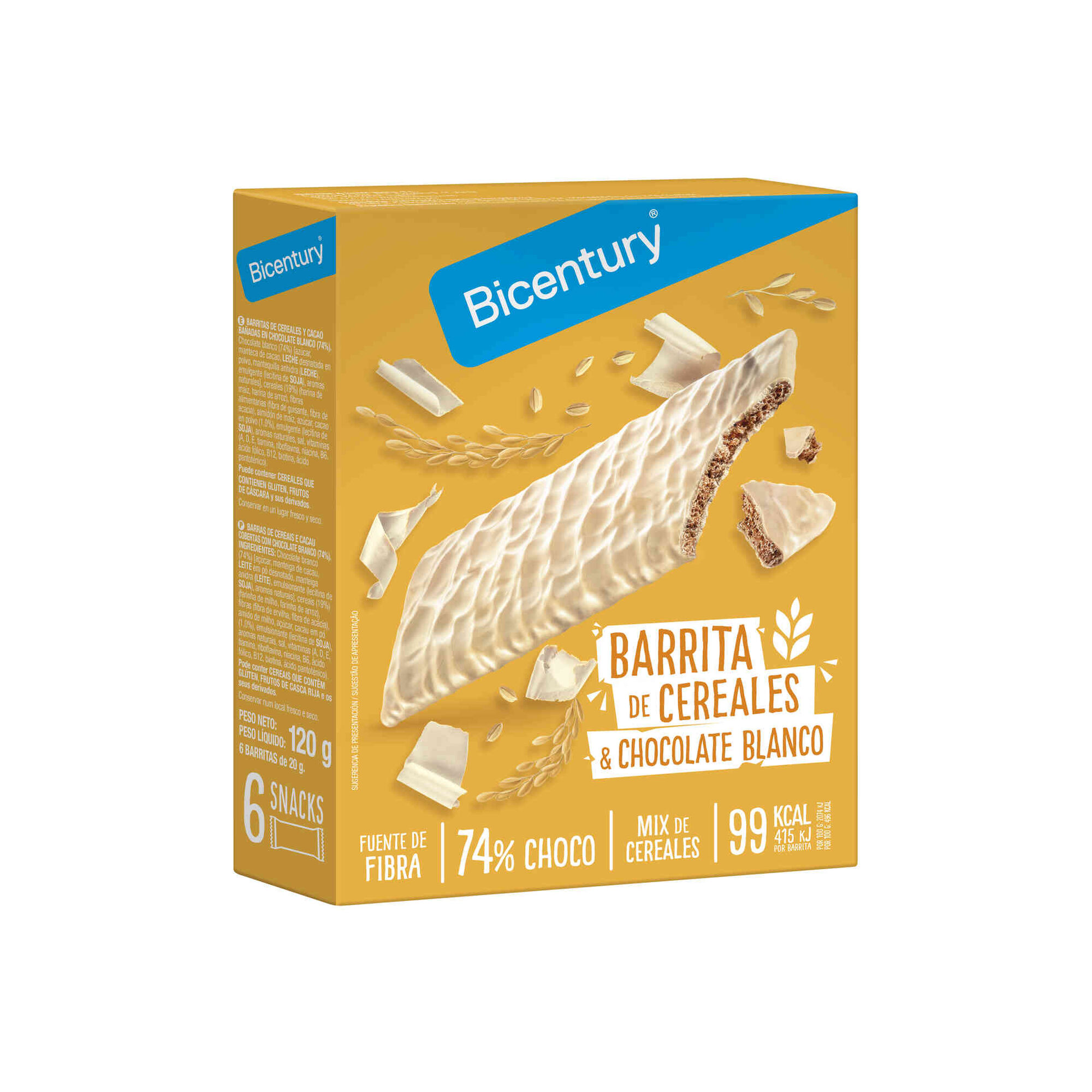 Barras de Cereais Chocolate Branco Bicentury