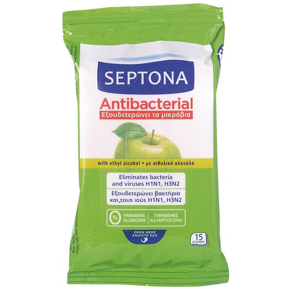 Toalhitas Antibacterianas Maçã Verde Septona