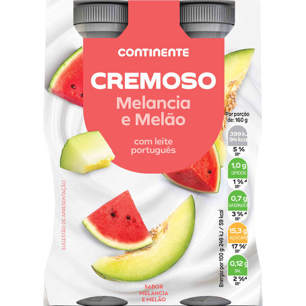 Iogurte Líquido Cremoso Melancia e Melão Continente
