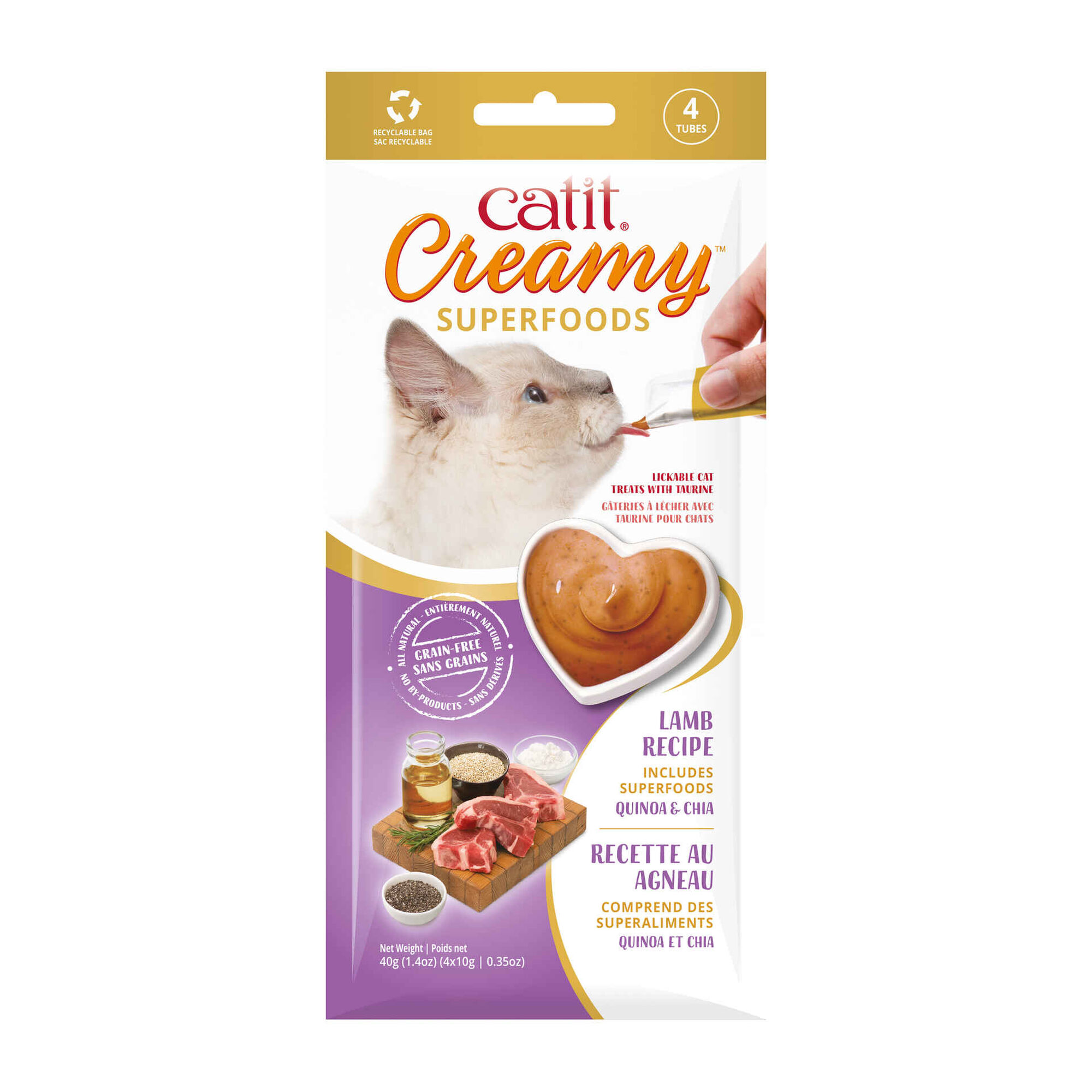 Pur&eacute; para Gato Creamy Cordeiro, Quinoa e Chia Catit