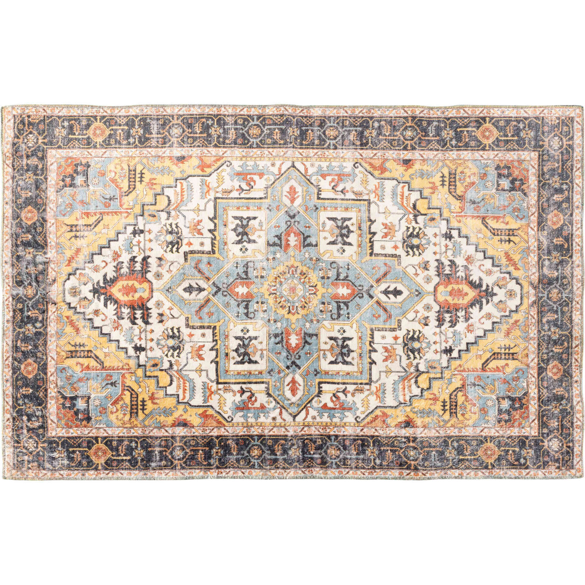 Tapete Desgastado 60x90cm Azul Kasa