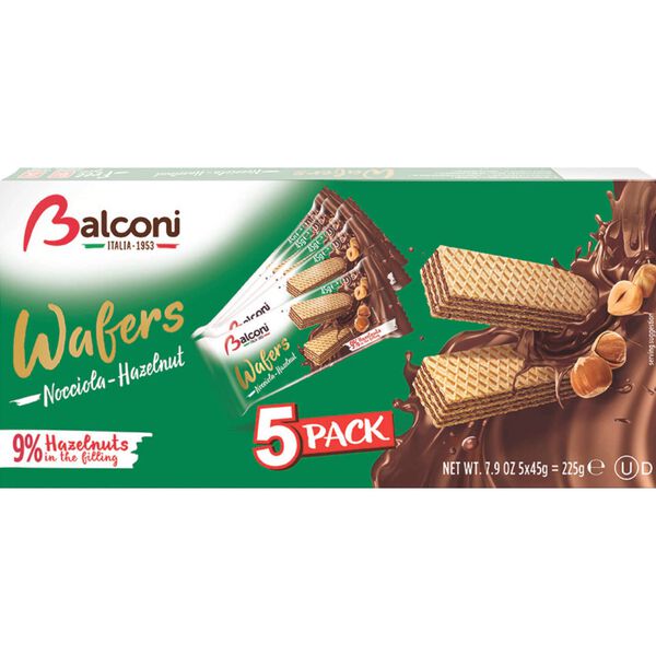 Bolachas Wafers com Recheio Avelã Pack Balconi