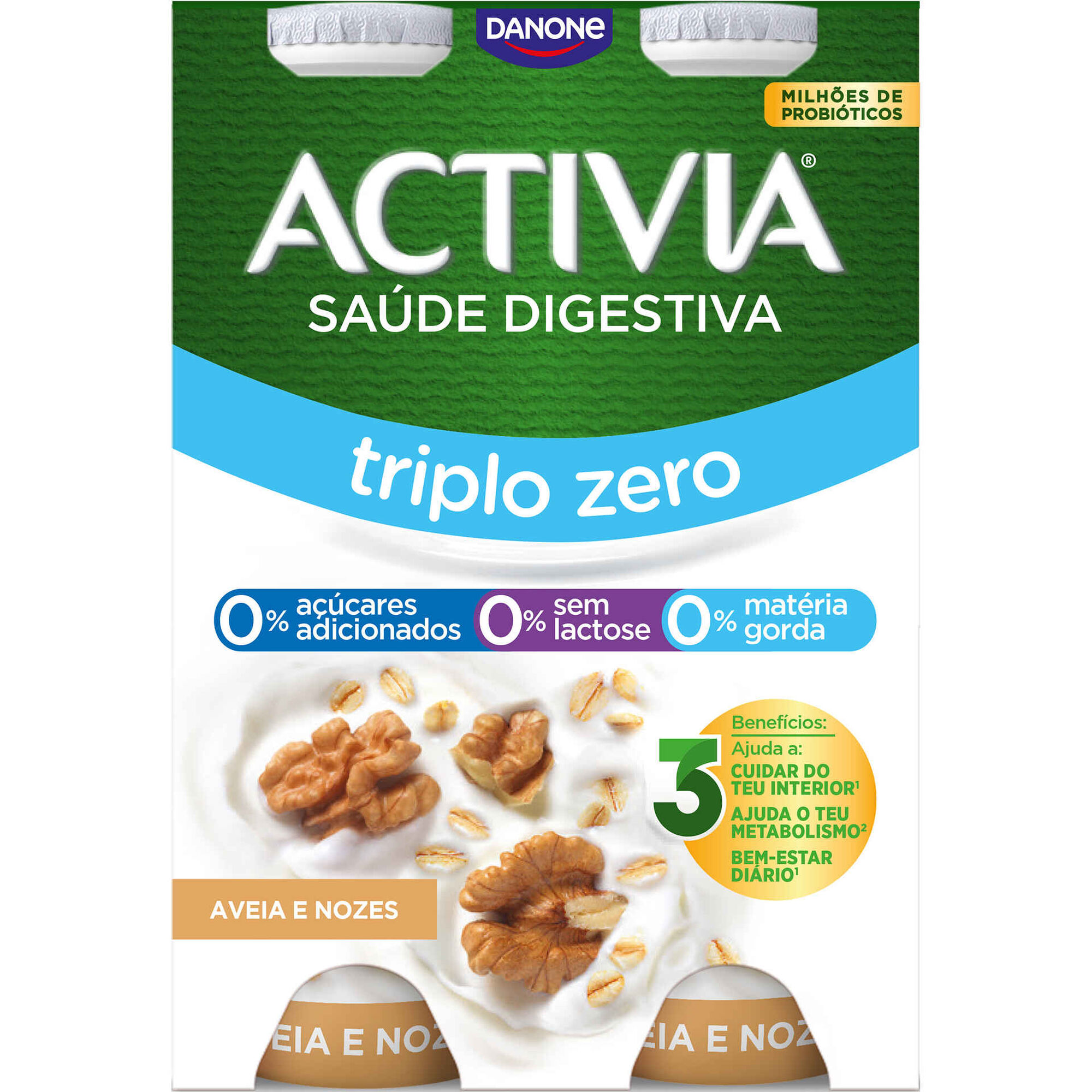 Bifidus L&iacute;quido Triplo 0% Aveia e Noz sem Lactose Activia Danone