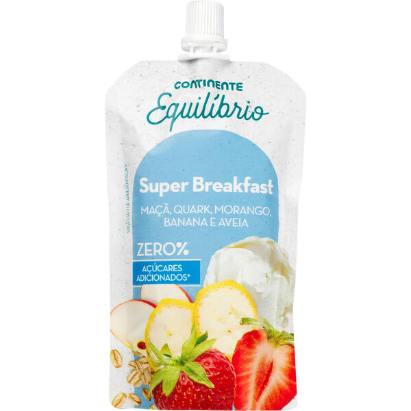 Saqueta de Maçã, Quark, Morango, Banana e Aveia Super Breakfast sem Adição de Açúcar Continente Equilíbrio