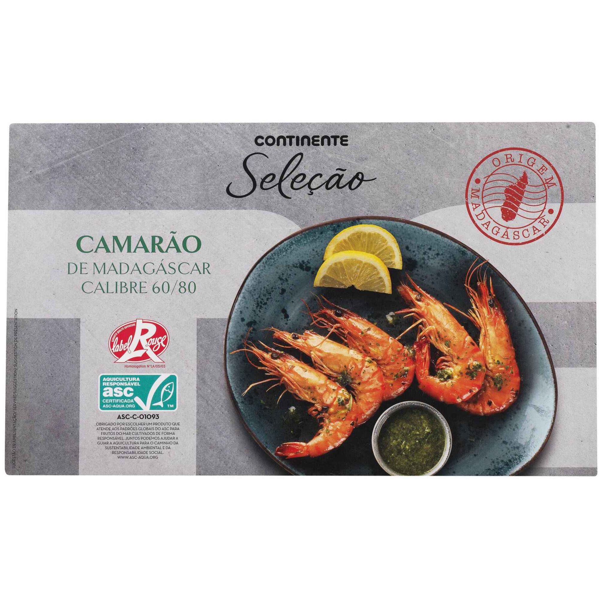 Camarão de Madagáscar 60/80 ASC Congelado