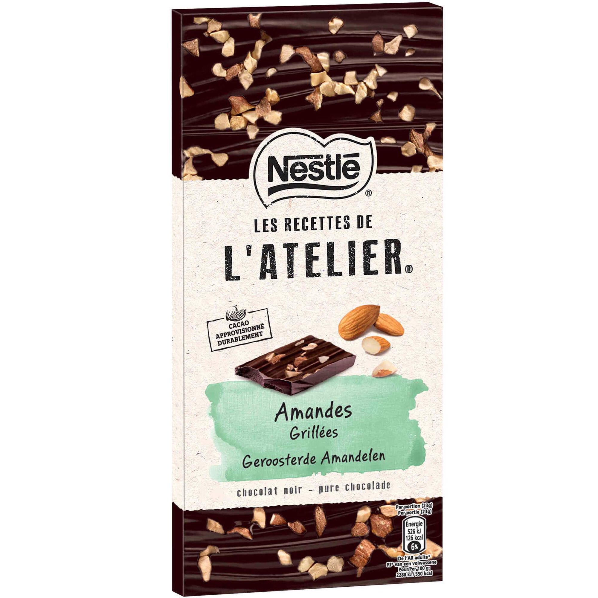 Tablete de Chocolate Negro com Amêndoa Les Recettes de L'Atelier Tablete de Chocolate Negro com Amêndoa Les Recettes de L'Atelier