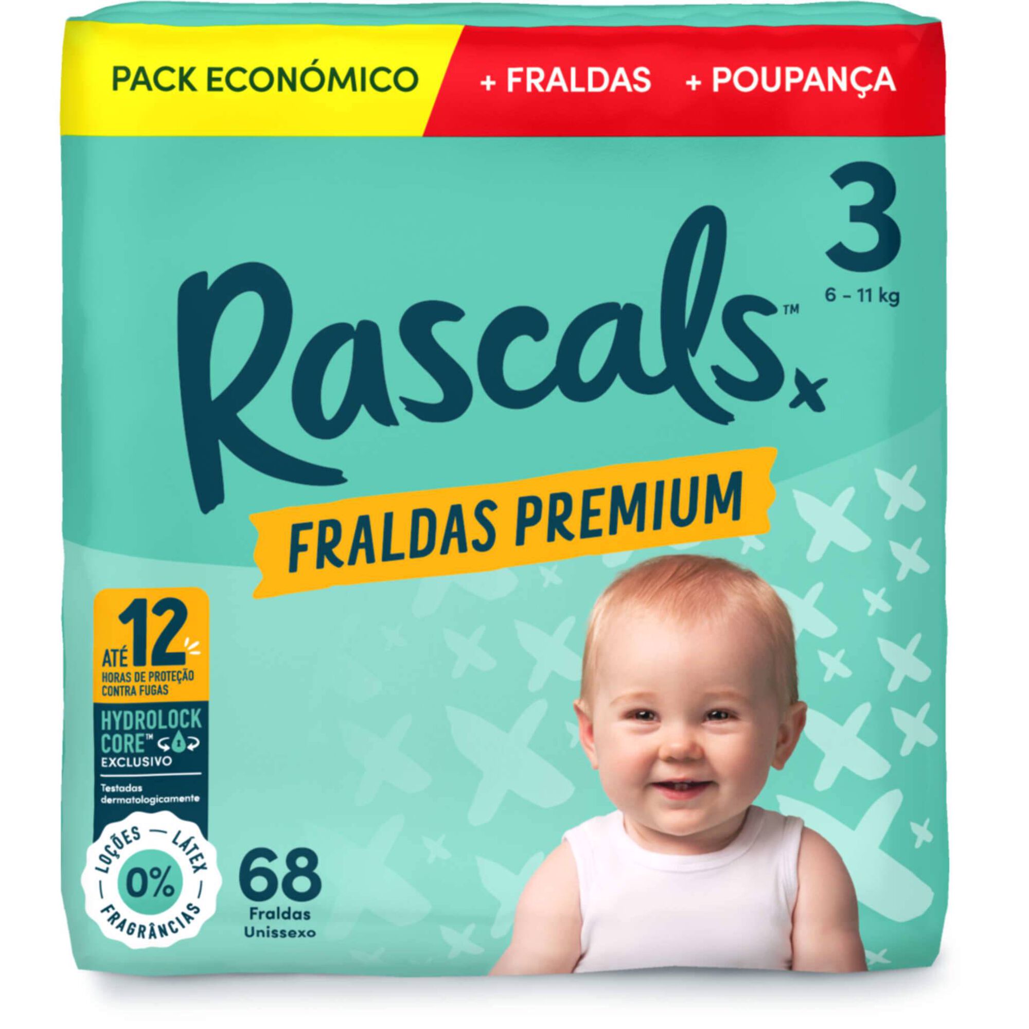 Box Fraldas Premium 6-11kg T3 Rascals