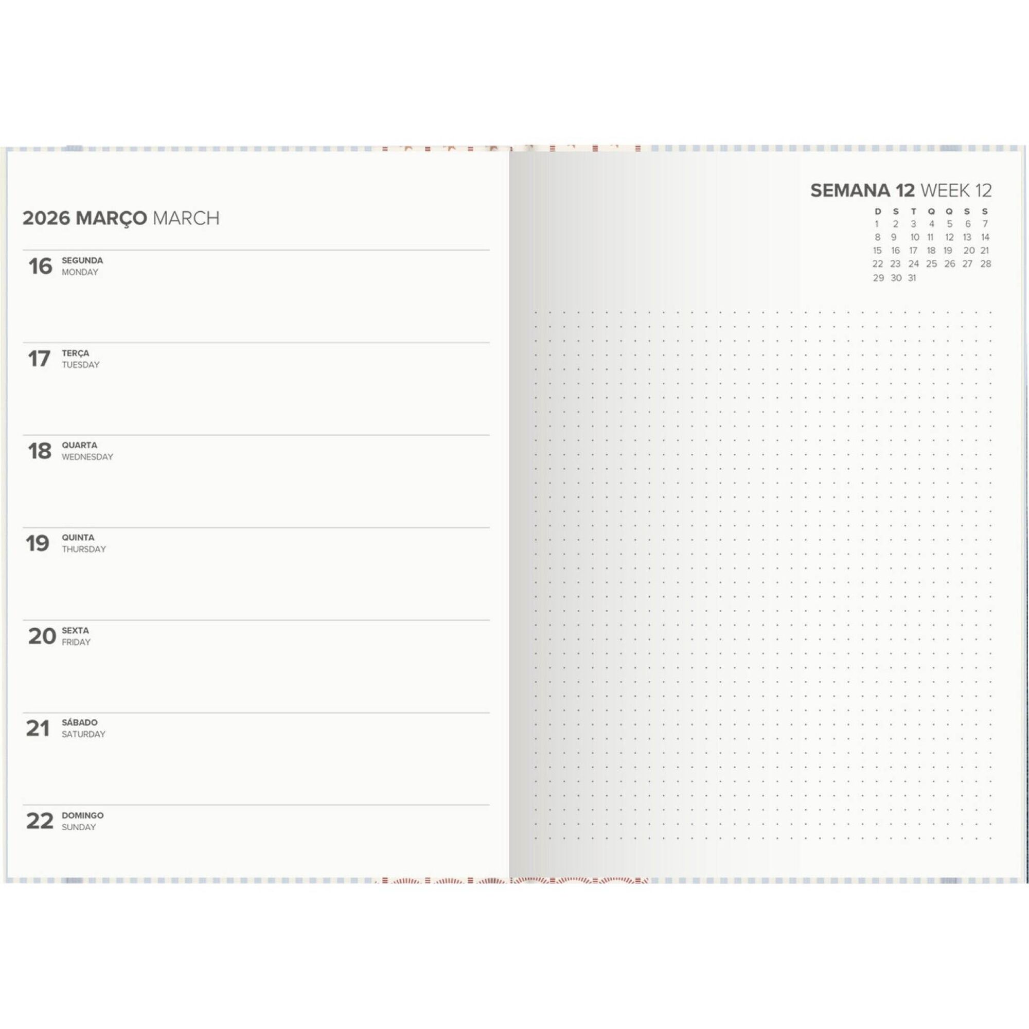 Agenda A6 2026 12 Meses (várias cores)