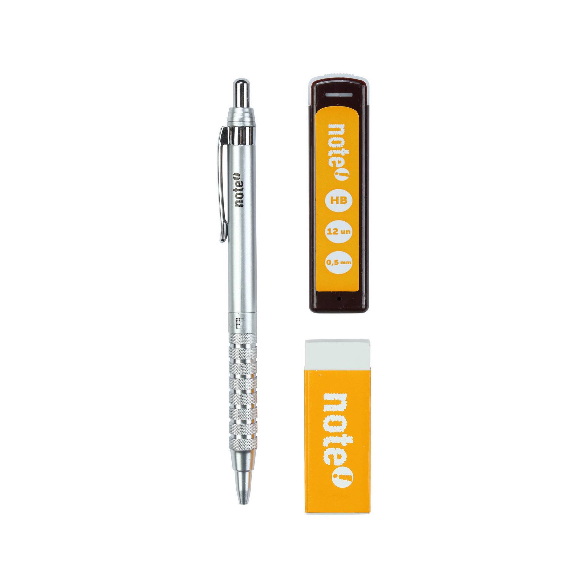 Lapiseira 0,5mm, 12 Minas HB e Borracha Branca