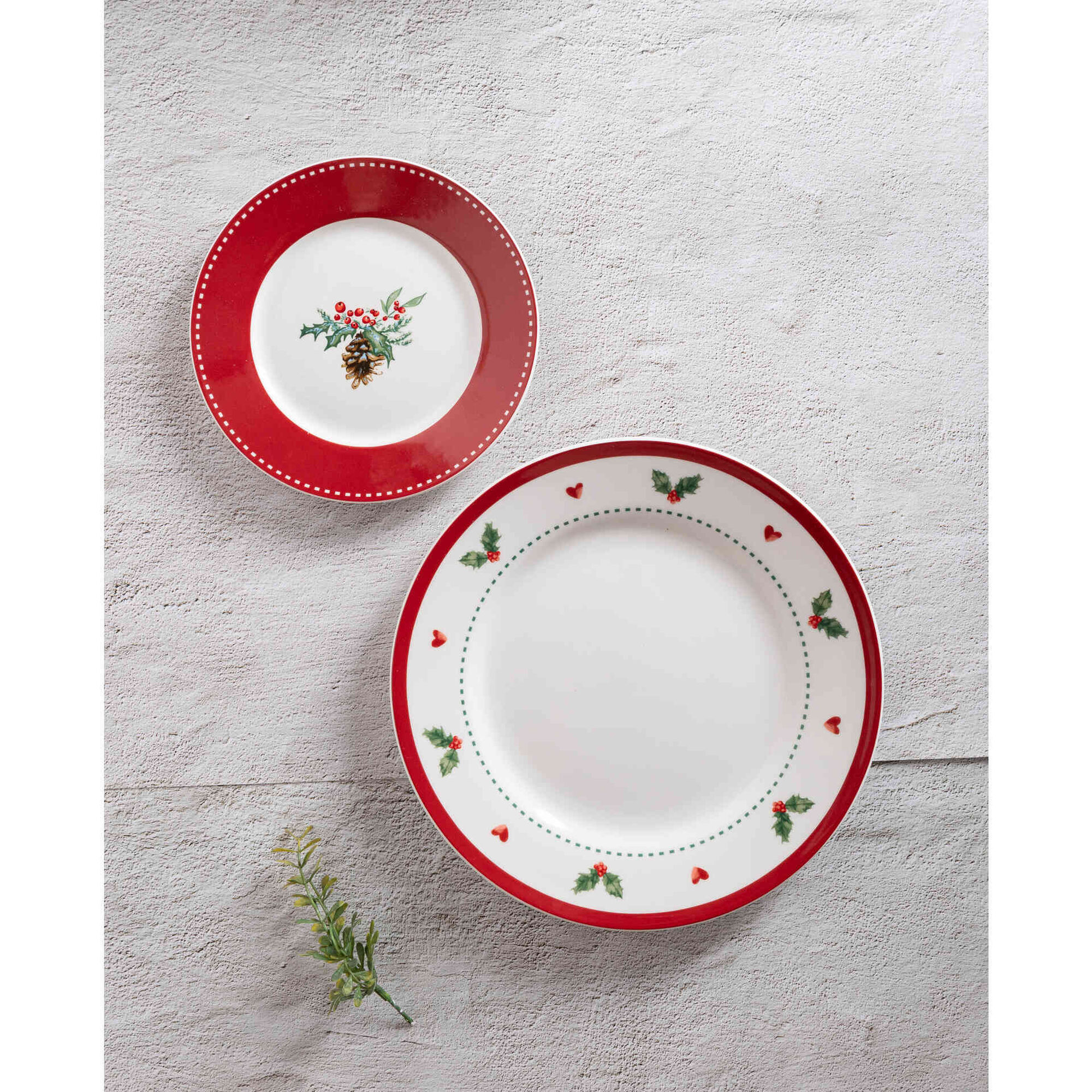 Servi&ccedil;o Mesa Vermelho, Branco e Azevinho 6 pessoas Kasa
