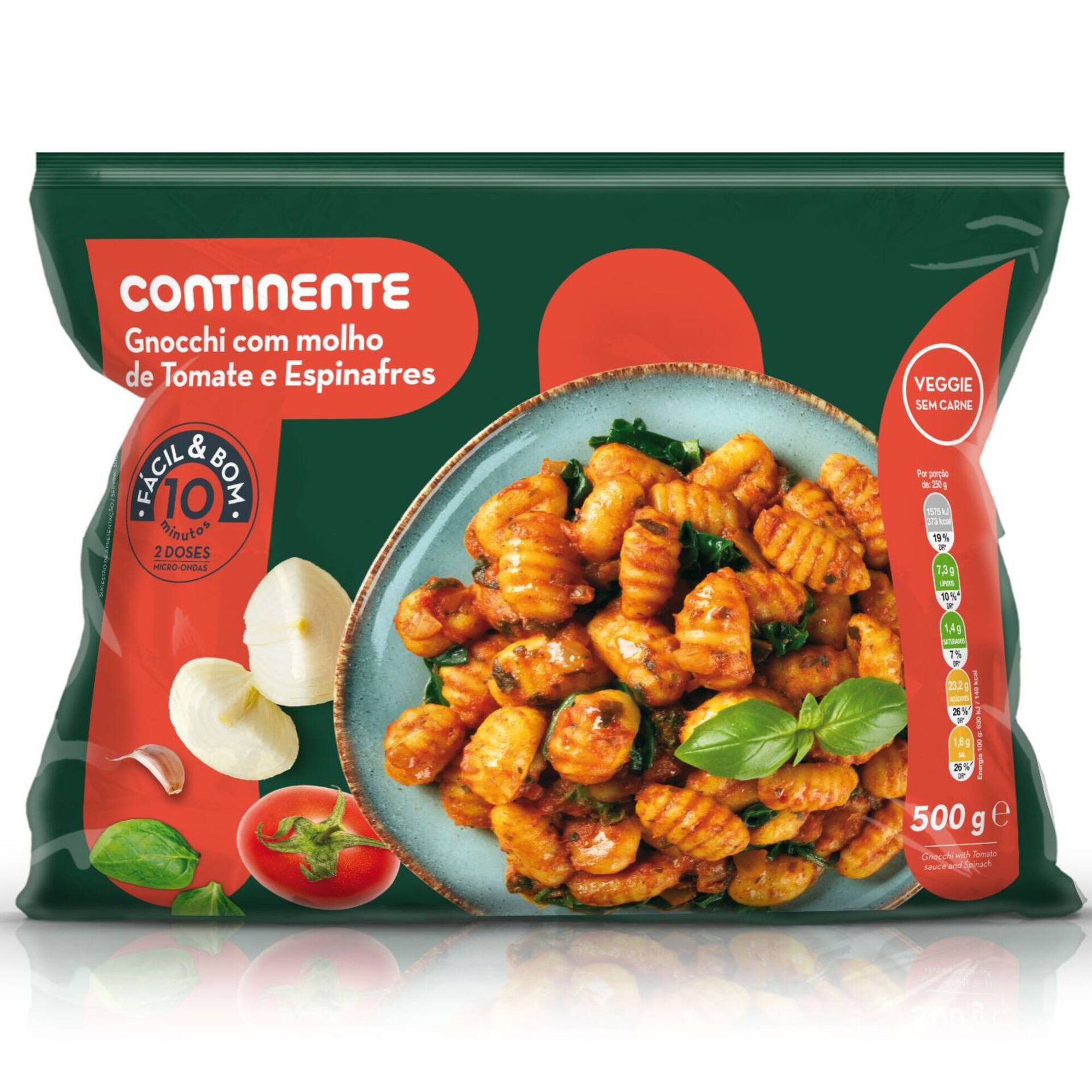 Gnocchi com Molho de Tomate e Espinafres