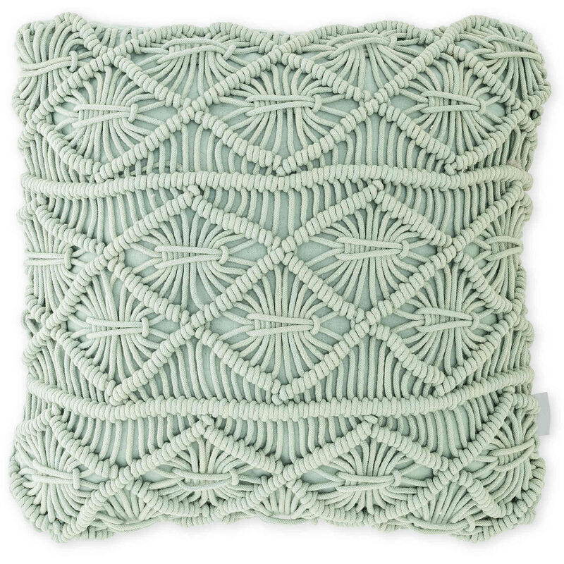 Almofada 45x45cm Macramé 3 Barras Verde Kasa
