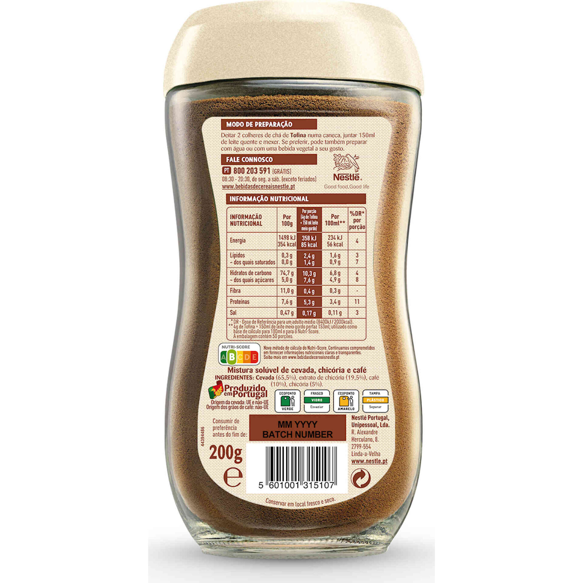 Bebida Cereais Cevada e Chic&oacute;ria com Caf&eacute; Tofina