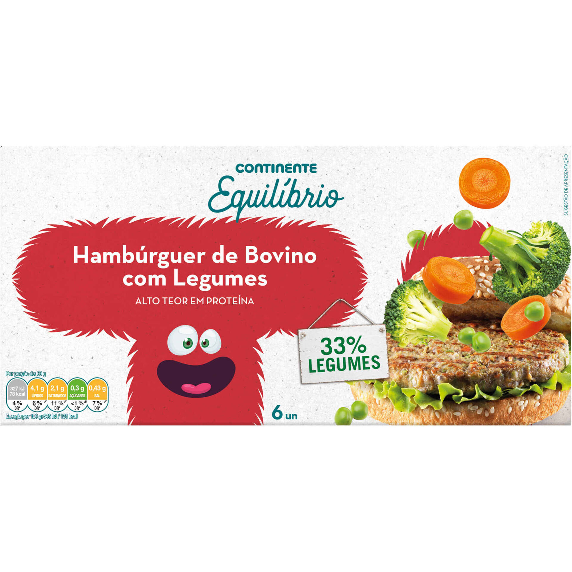 Hamb&uacute;rguer de Bovino com Legumes Continente Equil&iacute;brio