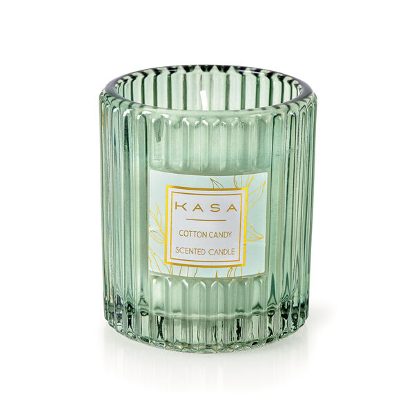 Vela em Copo Canelado Verde 170g Algodão Doce Kasa