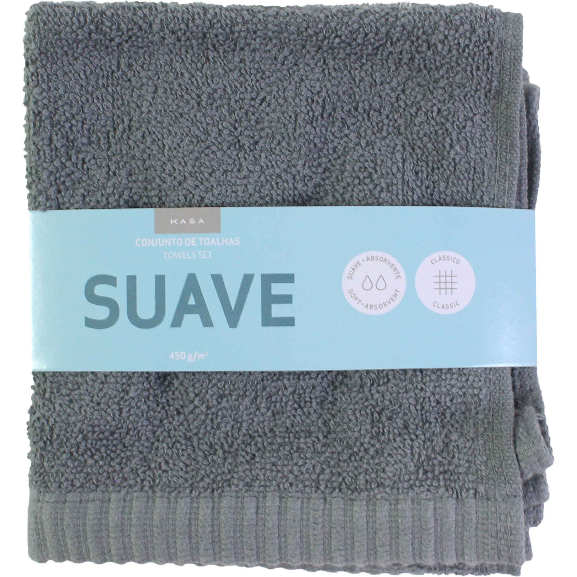 Conjunto 3 Toalhas Suave Cinza Escuro Kasa