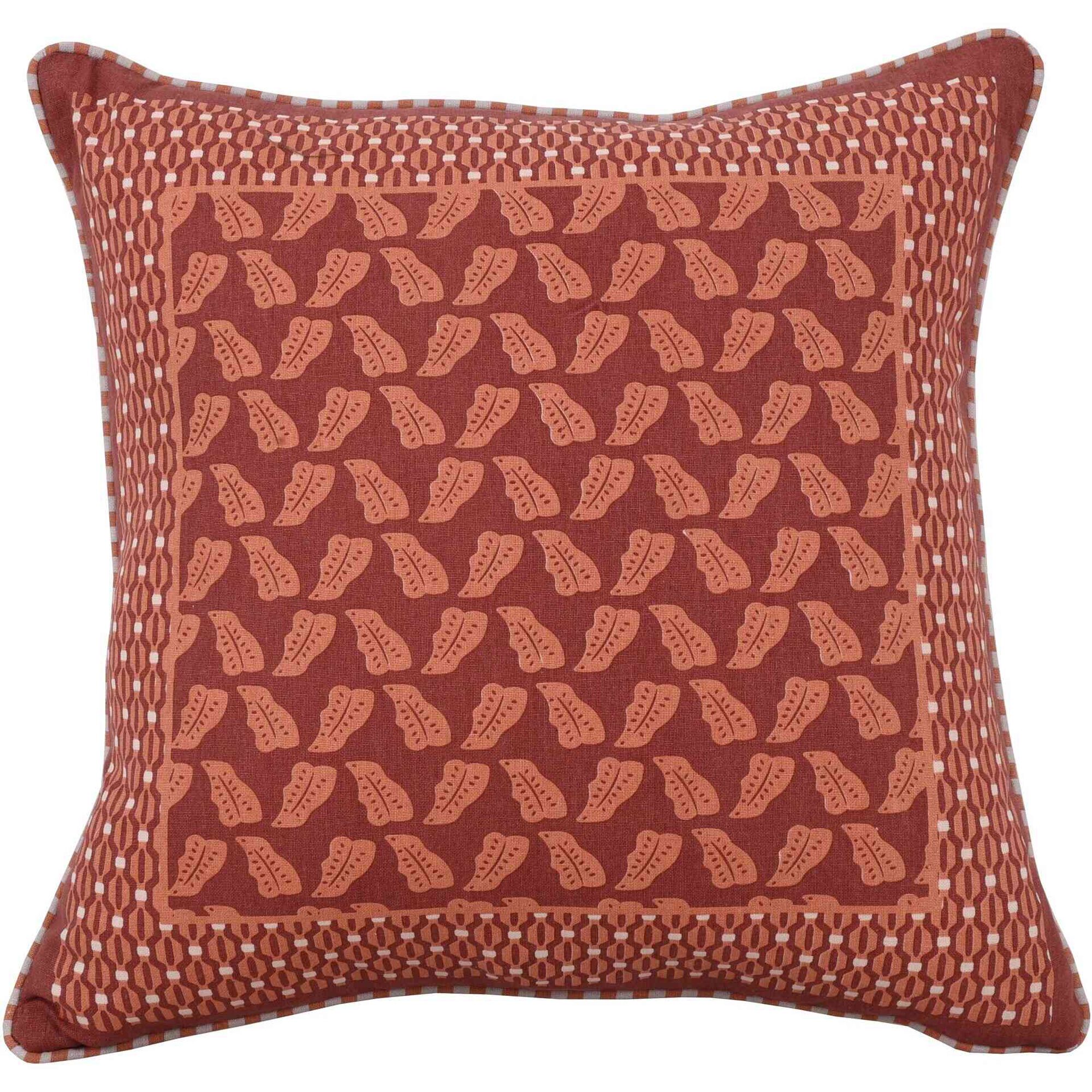 Almofada 45x45cm Folha Centrais Bordô