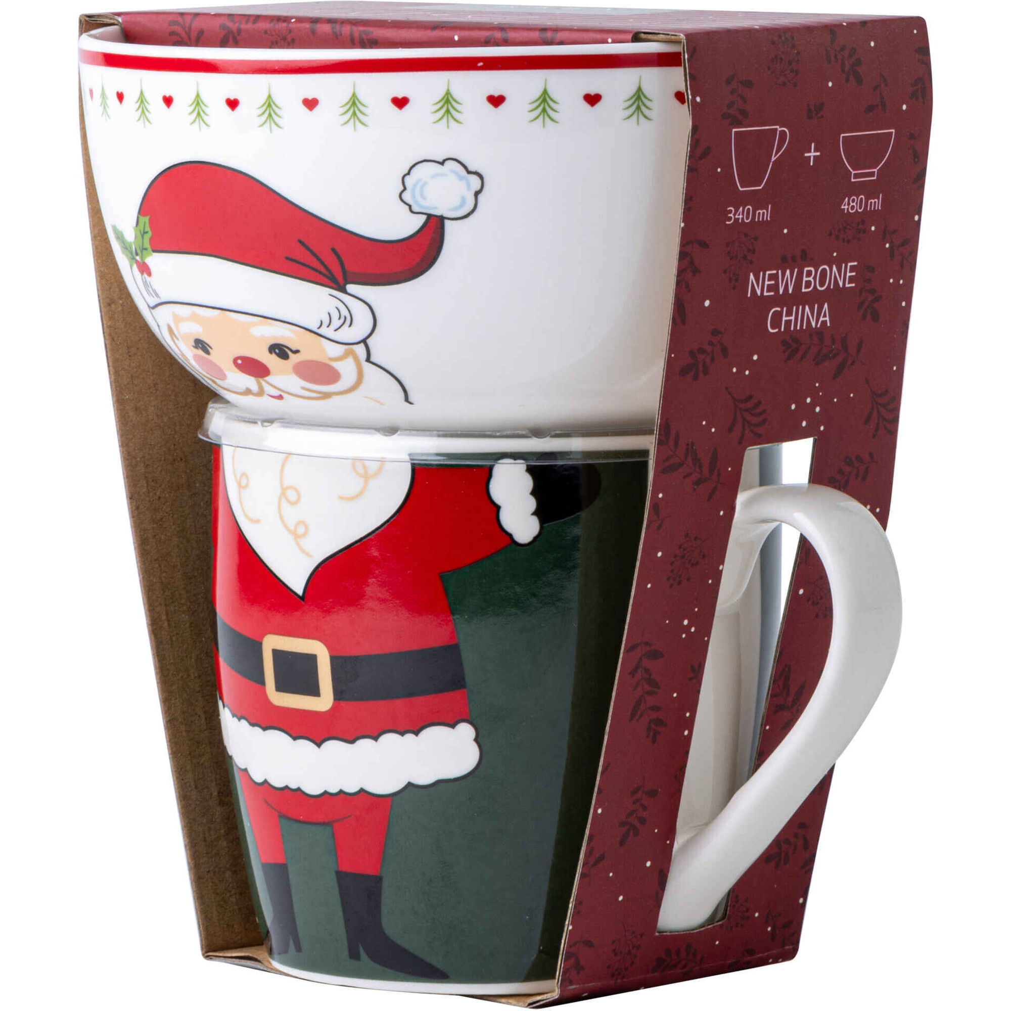 Conjunto Caneca e Ta&ccedil;a Pai Natal Kasa