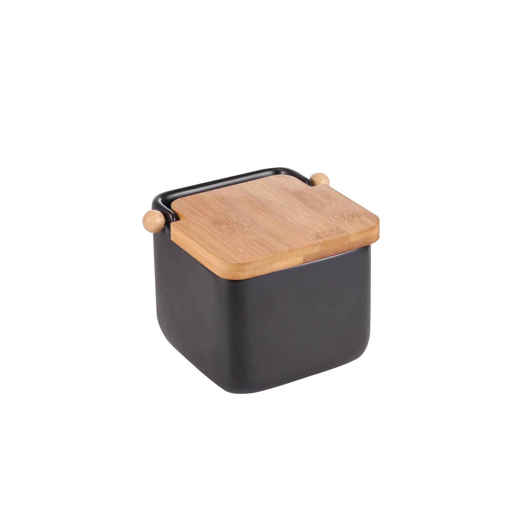 Saleiro Cer&acirc;mica e Bambu Preto Cosy Kasa