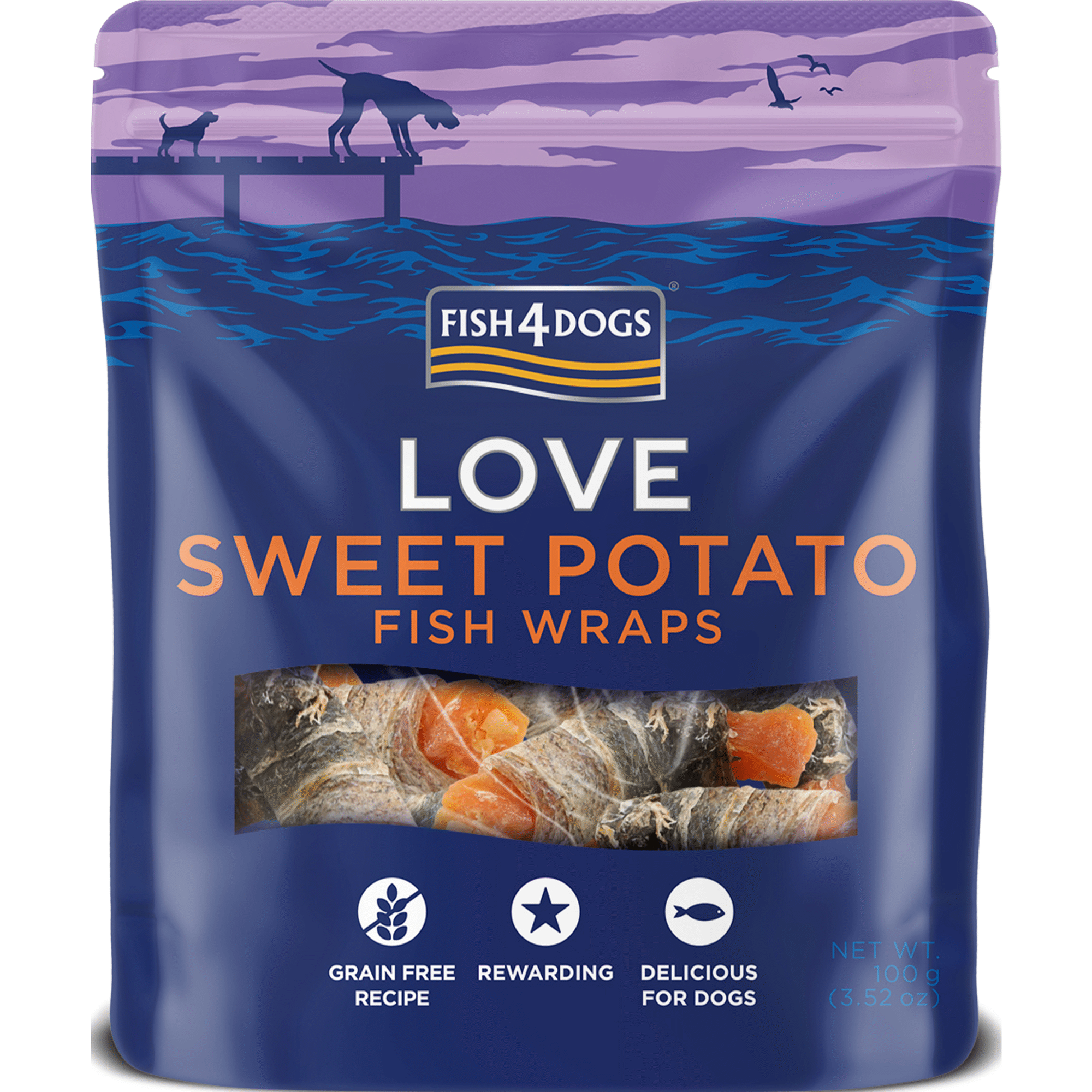 Snacks para C&atilde;o Rolos de Peixe e Batata Doce Fish4Dogs