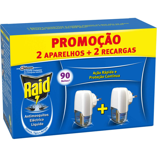 Inseticida Elétrico Melgas e Mosquitos Pack Duplo Raid