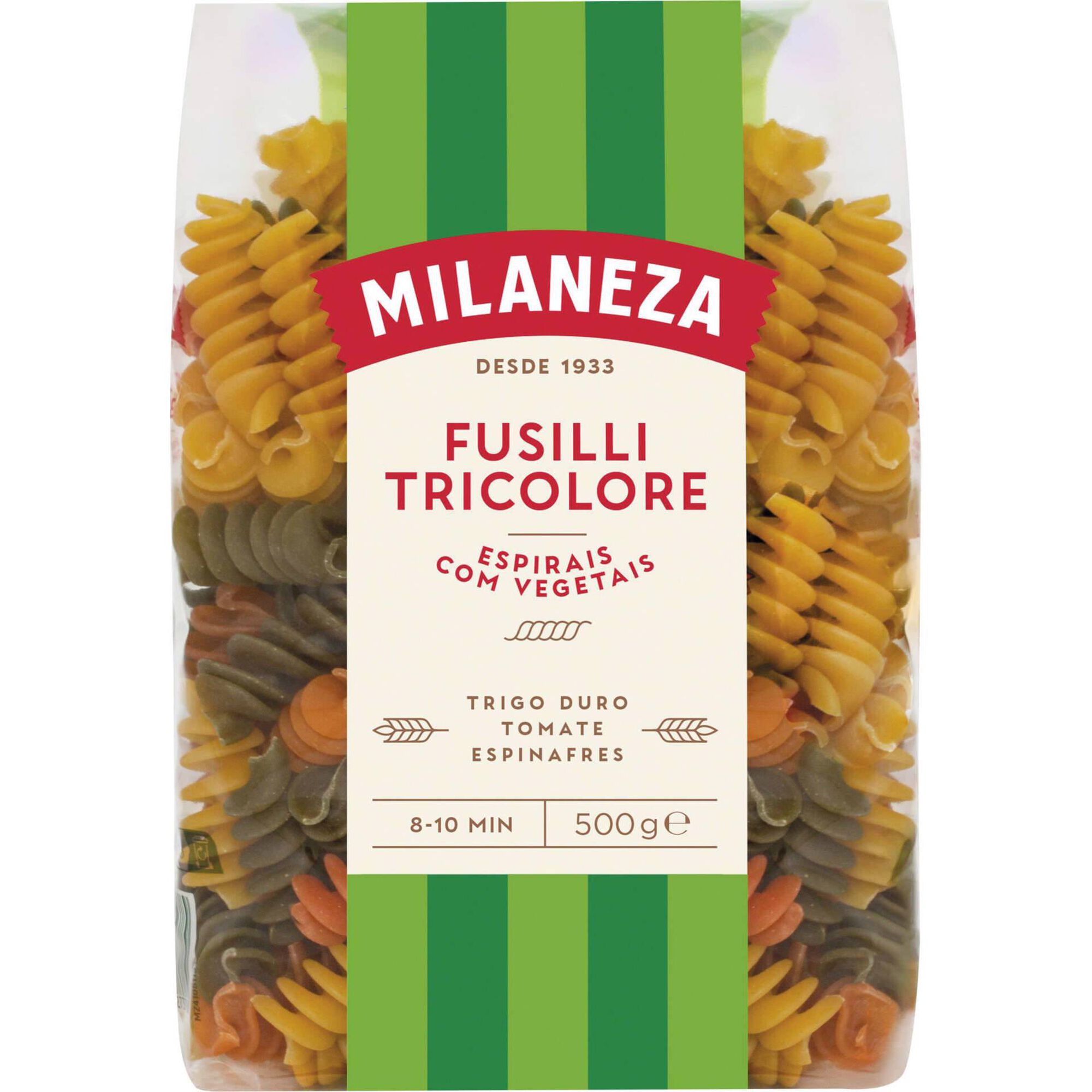 Massa Espirais Fusilli Tricolor Milaneza