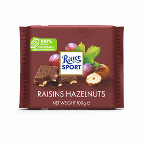 Tablete de Chocolate com Avel&atilde; e Passas Ritter Sport