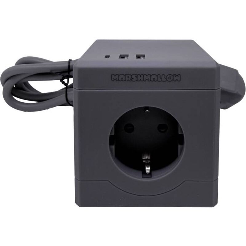 Cubo 3 Tomadas, 2 USB e 1 Type C 1,5m Cinza Marshmallow
