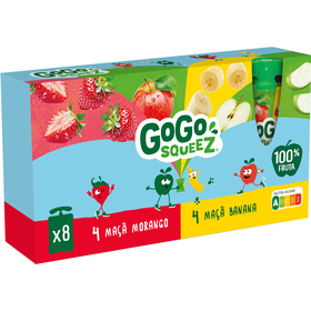 Pack Saquetas de Fruta Morango e Banana Familiar +3A GoGo squeeZ
