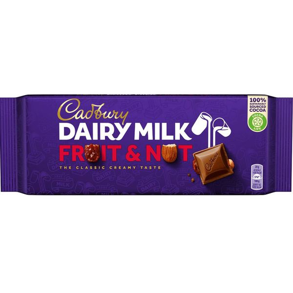 Tablete de Chocolate de Leite Fruit & Nut Cadbury