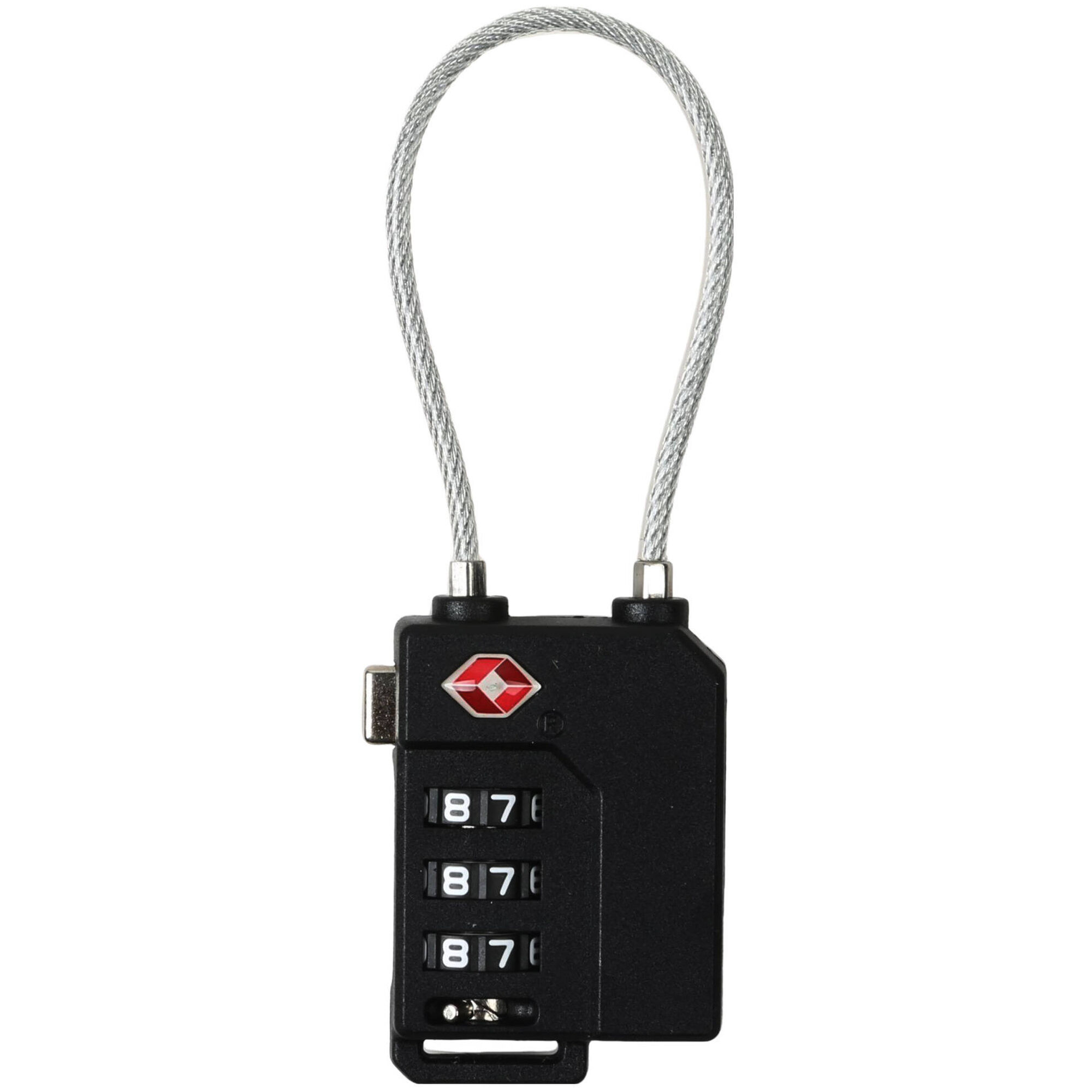 Cadeado Viagem com Cabo Aço Preto Cadeado Viagem com Cabo Aço Preto