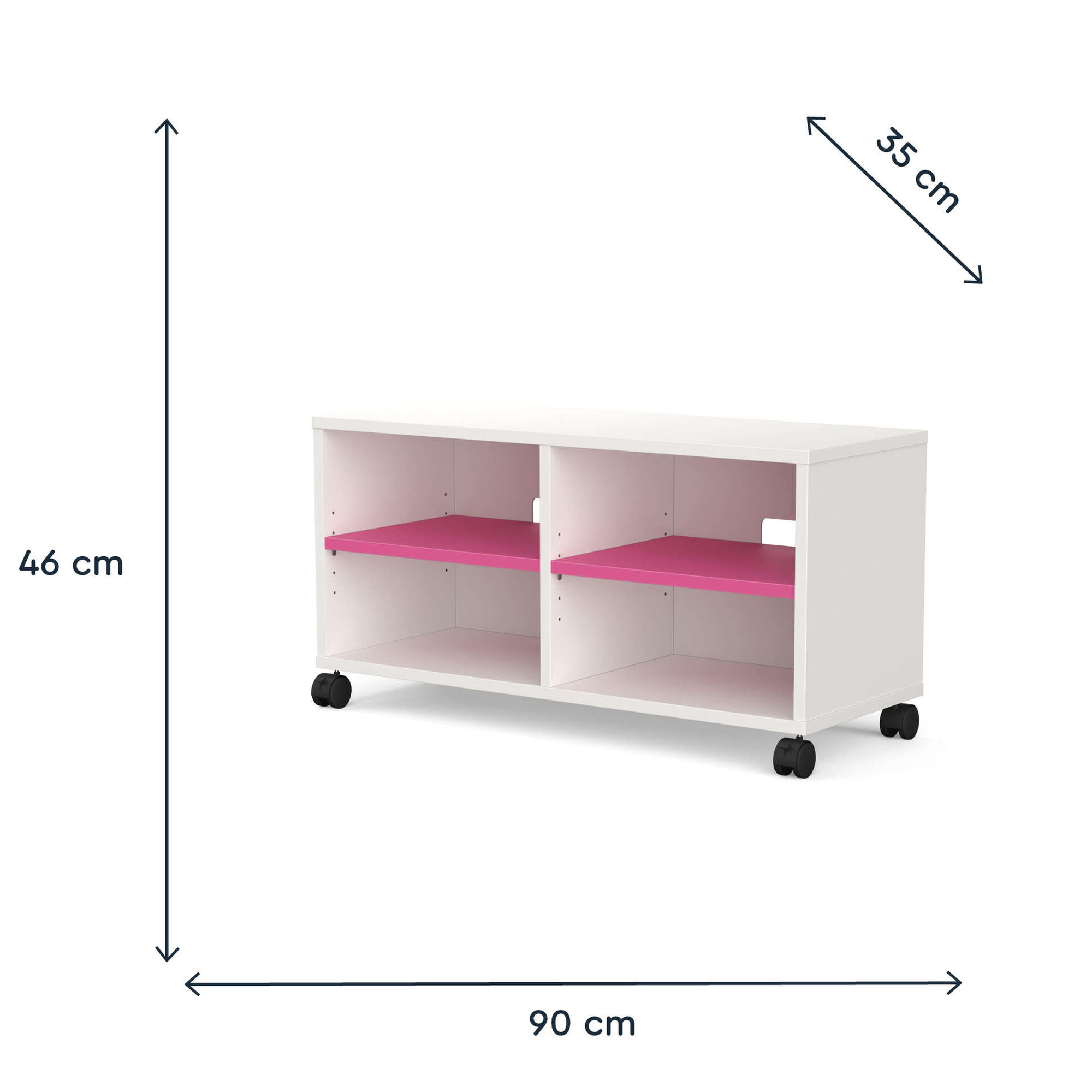 Móvel de TV 90x35x47cm Branco e Rosa Play