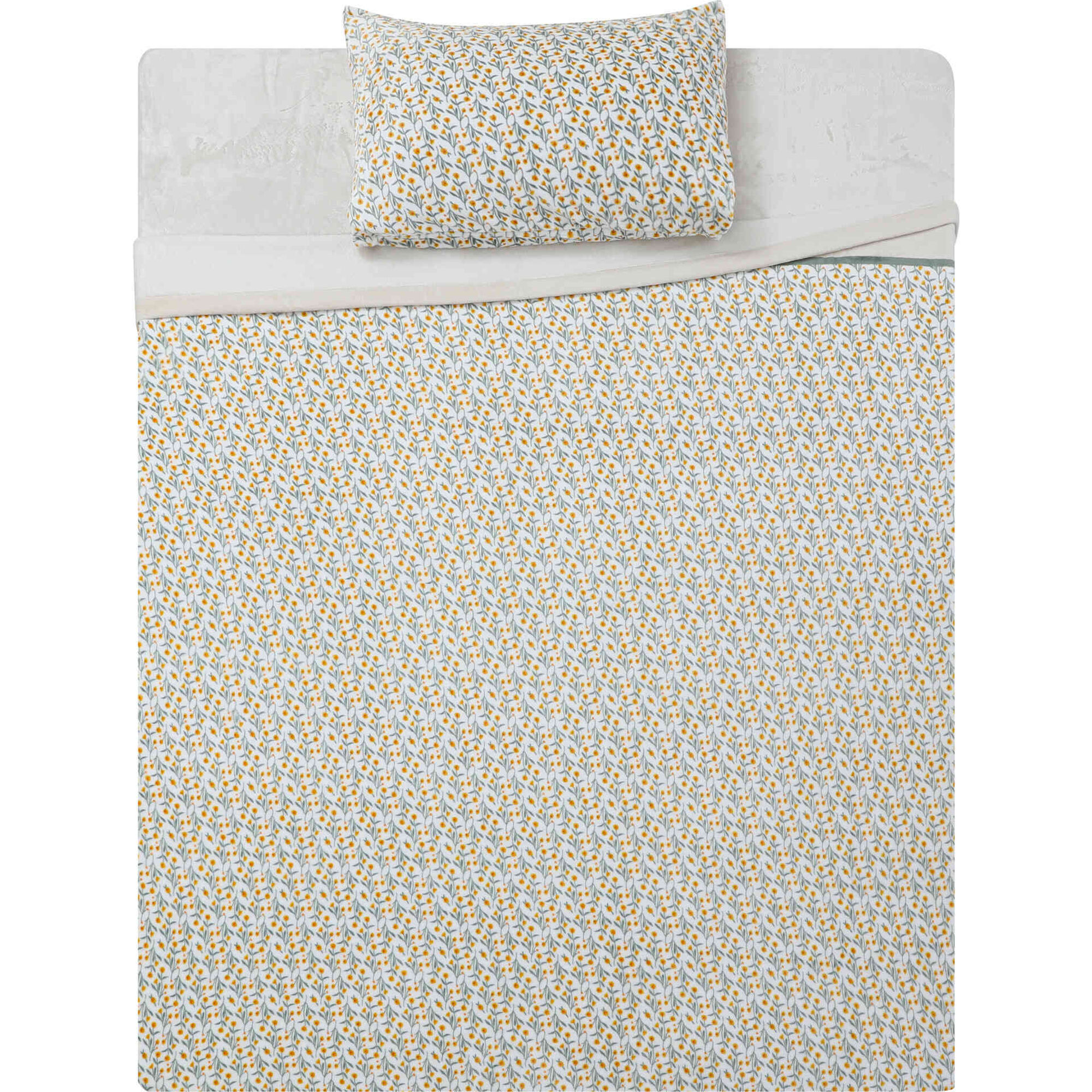 Conjunto Len&ccedil;&oacute;is T&eacute;rmicos 220G Flores Laranja Kasa
