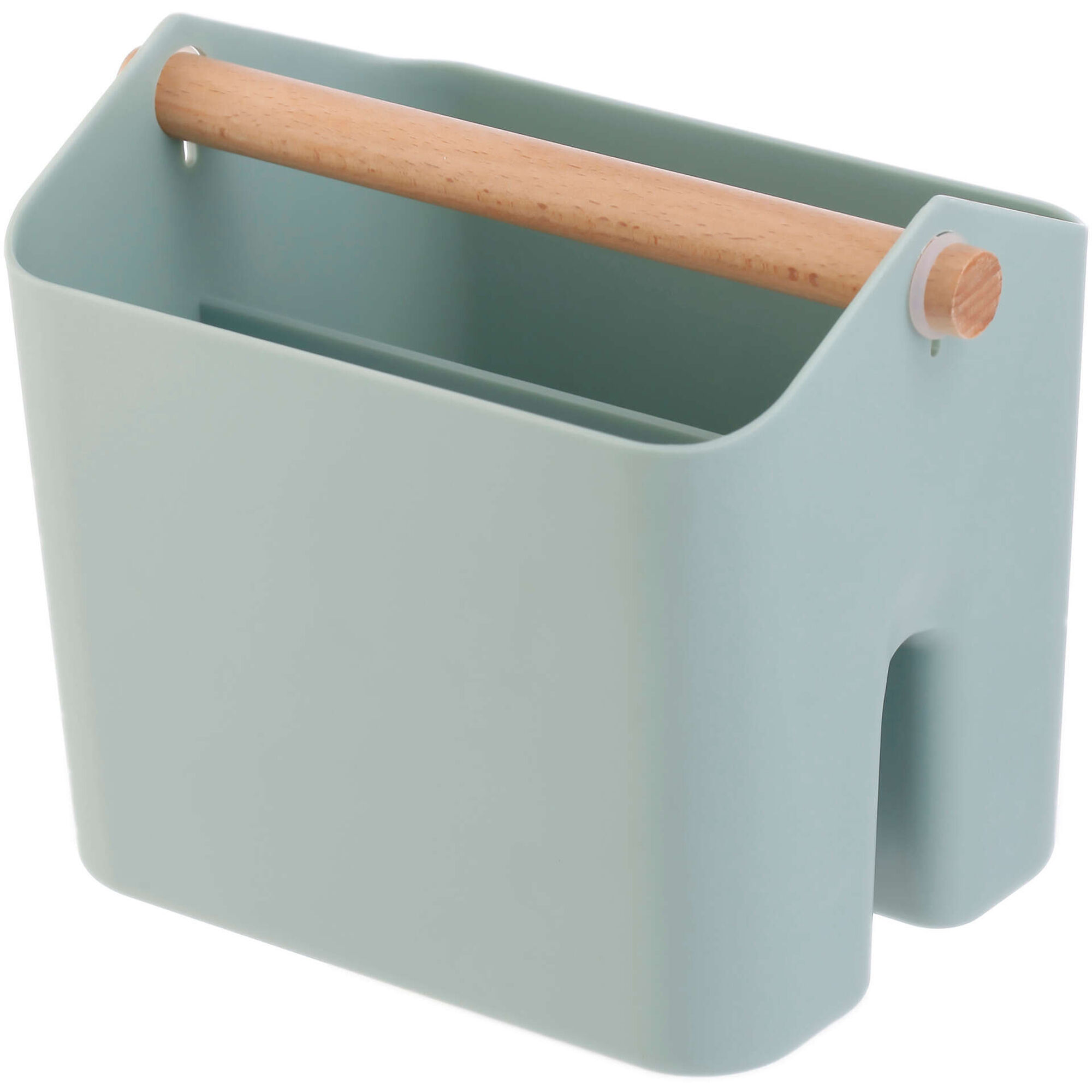 Caixa Arruma&ccedil;&atilde;o Pl&aacute;stico com Pega Madeira Verde