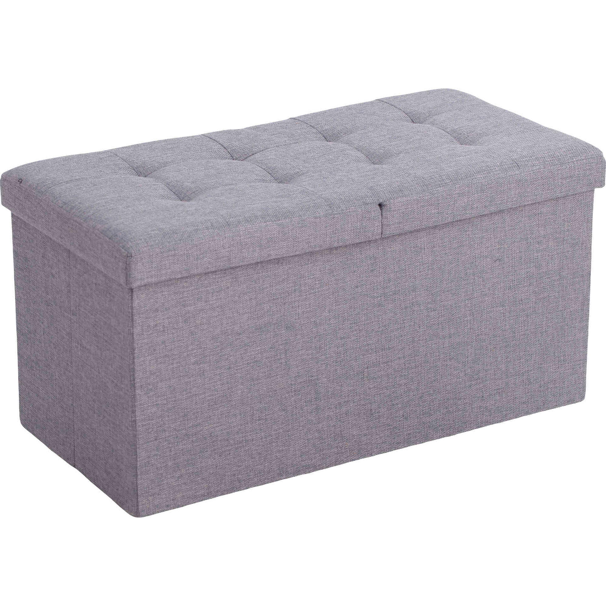 Banco de Arruma&ccedil;&atilde;o com Tampa 76x38x38cm Cinza Bazar&atilde;o