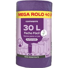 Sacos Lixo Fecho Fácil Perfumado Lavanda 30 lt