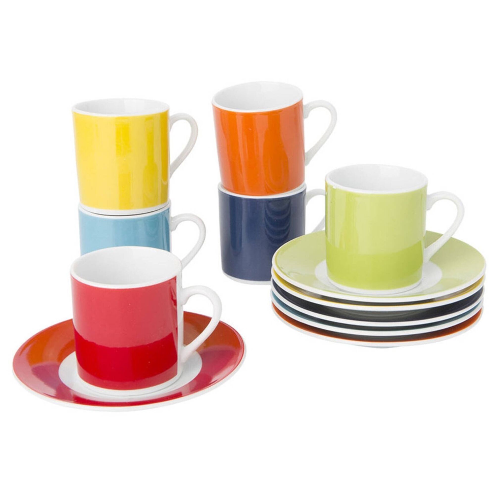 Serviço Café 6 Chávenas Coloridas Serviço Café 6 Chávenas Coloridas