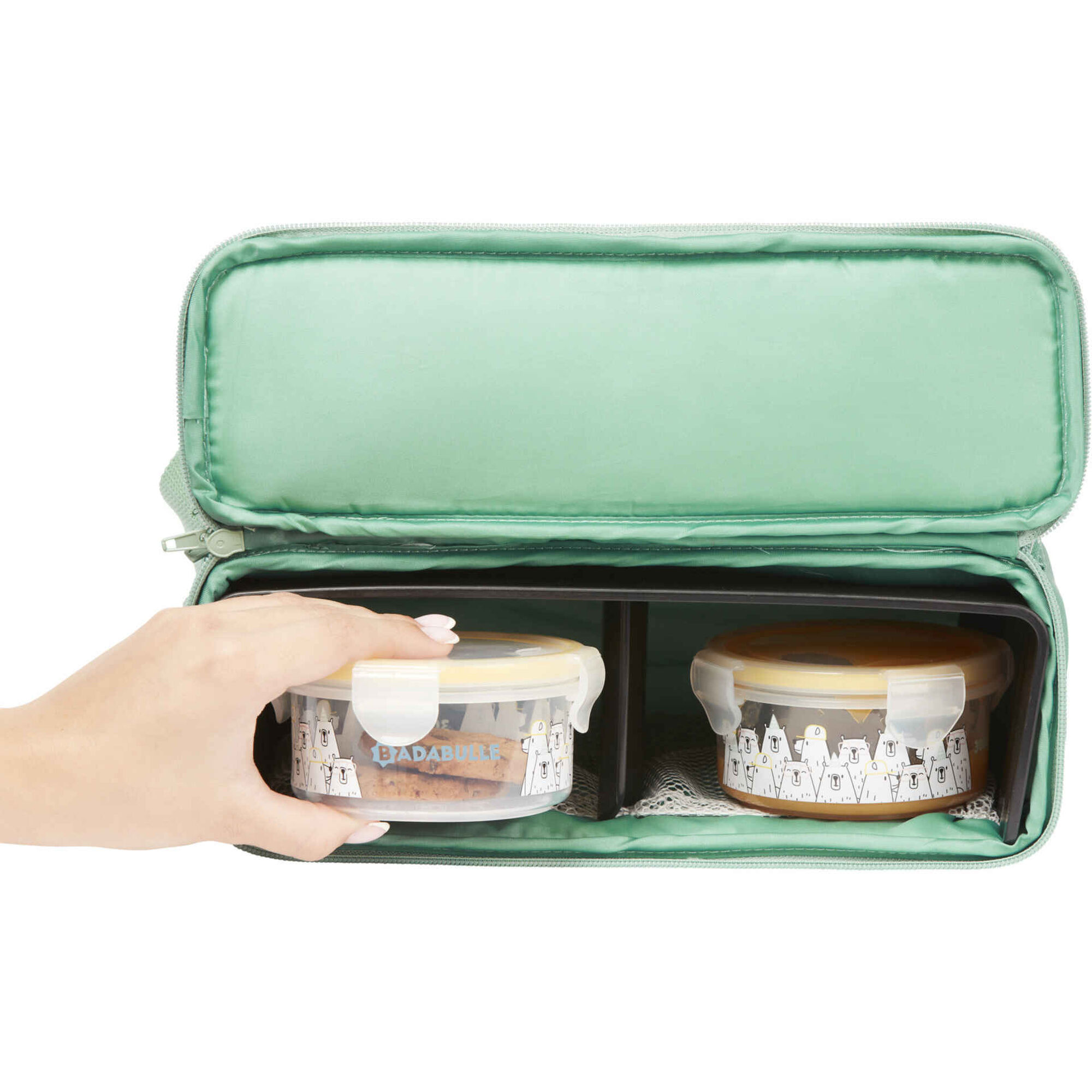 Assento de Refeição Portátil e Lancheira Verde