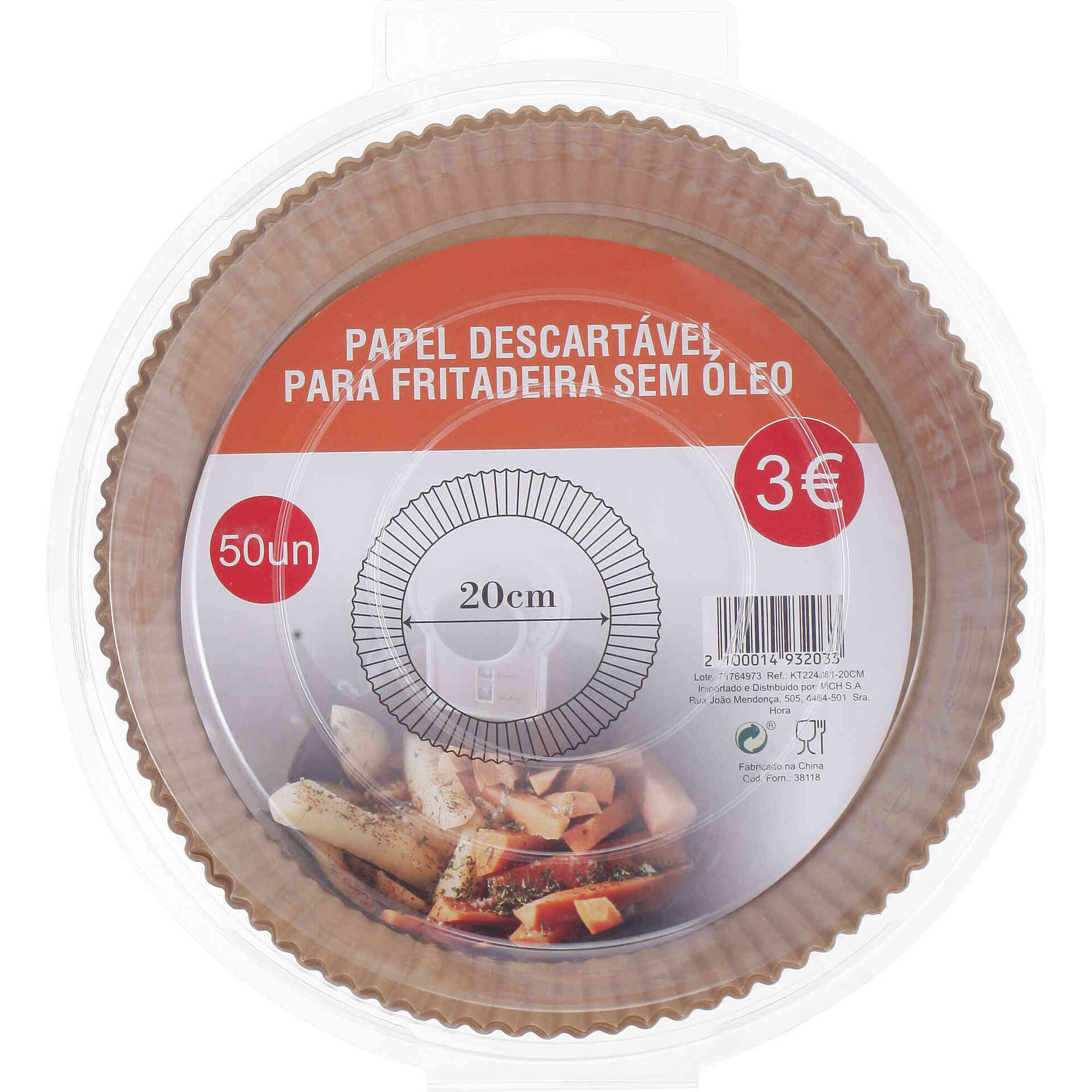 Papel Descart&aacute;vel para Fritadeira sem &Oacute;leo 20cm Redondo Bazar&atilde;o