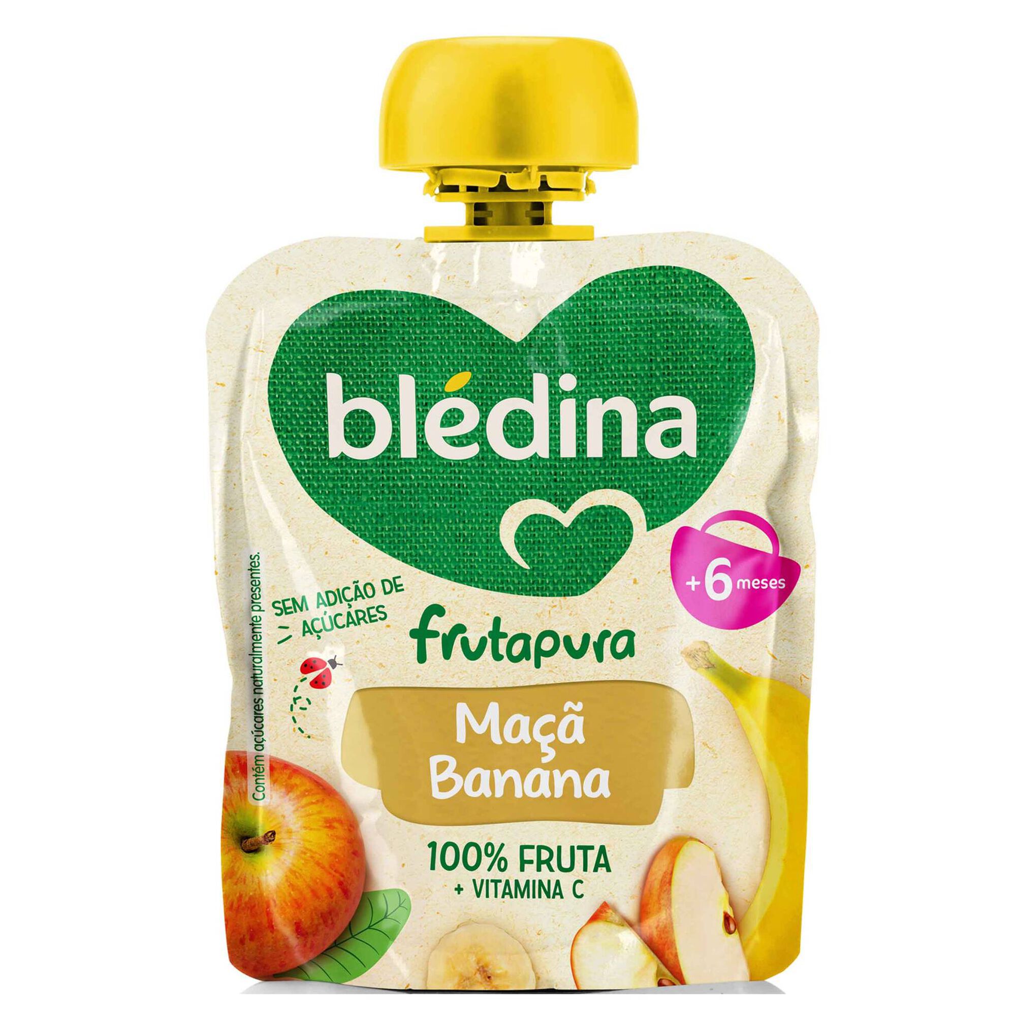 Saqueta de Fruta Maçã e Banana Frutapura +6M