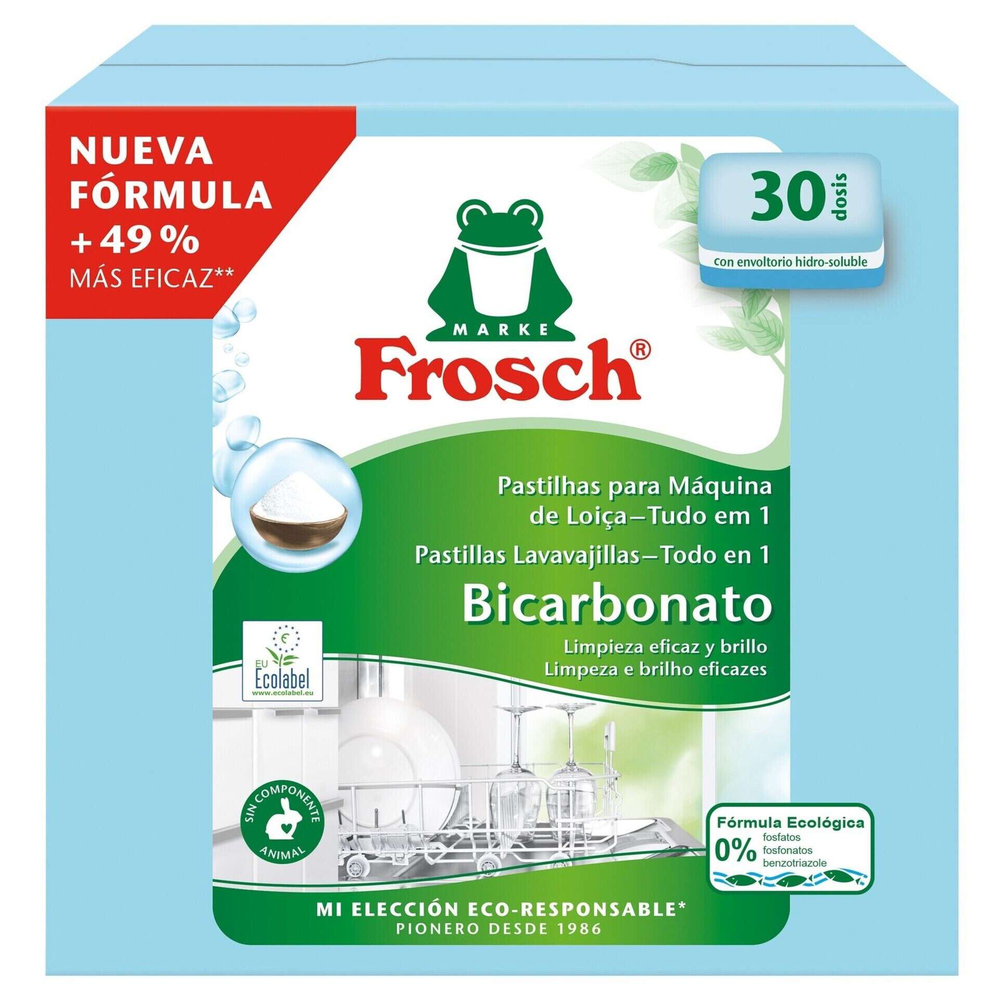 Detergente M&aacute;quina Loi&ccedil;a Pastilhas Bicarbonato Frosch