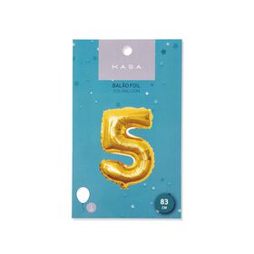 Balão Foil Nº5 83cm Dourado