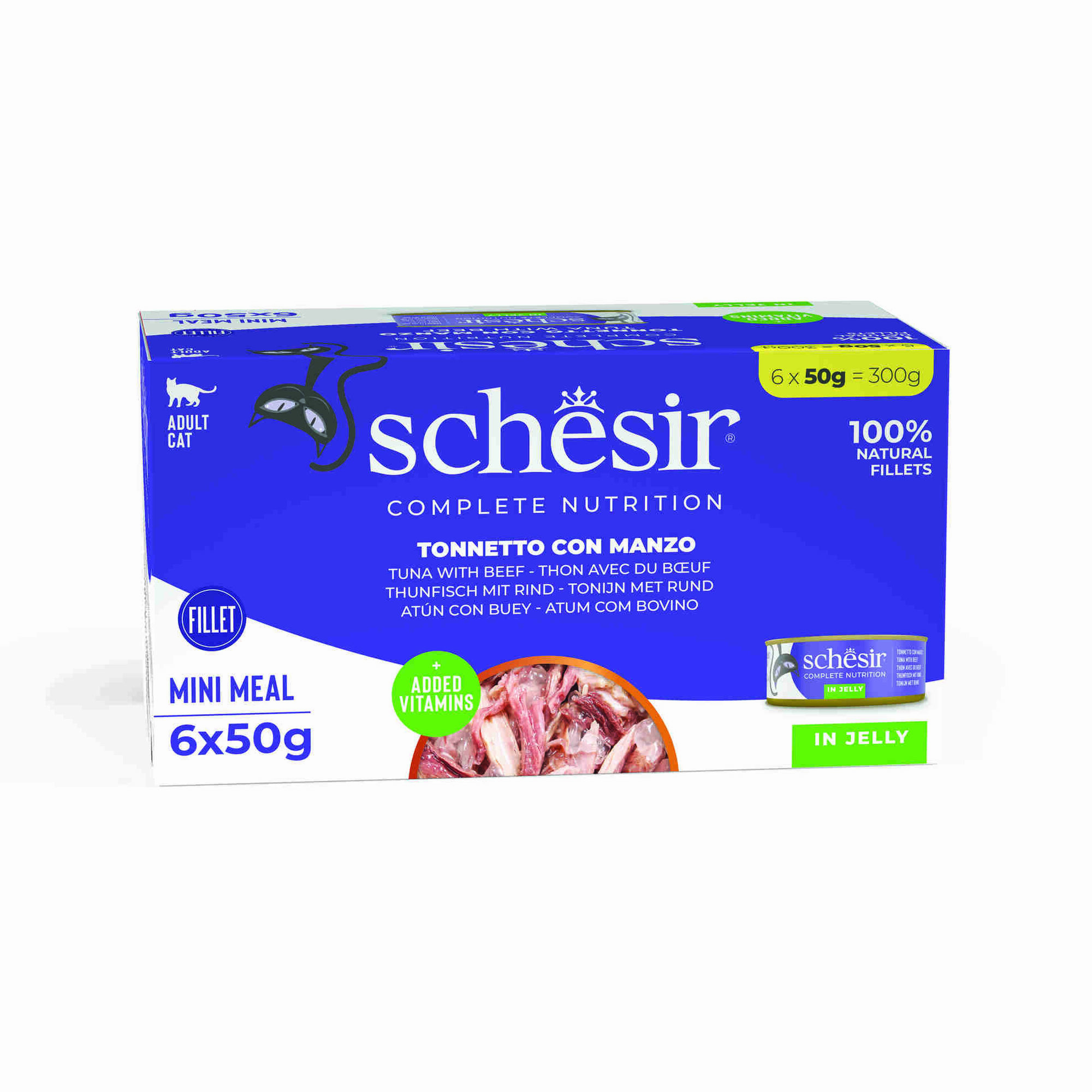 Pack Comida H&uacute;mida para Gato Adulto Atum e Carne Bovino em Gelatina Schesir