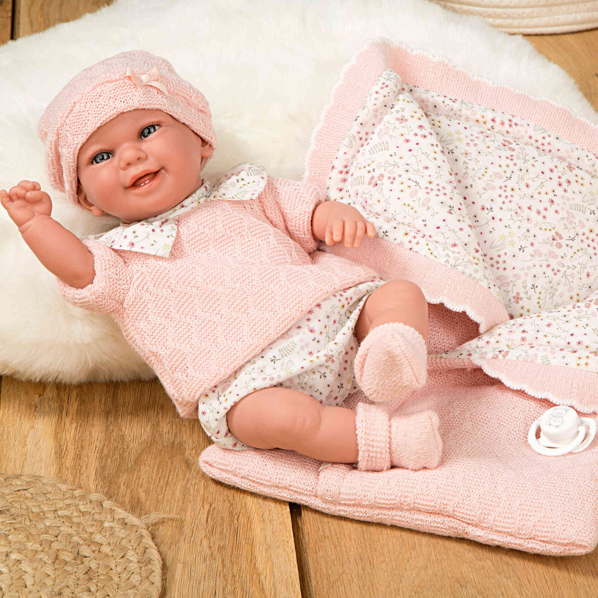 Reborn - Beb&eacute; Elegance Babyto Rosa 35cm com Manta
