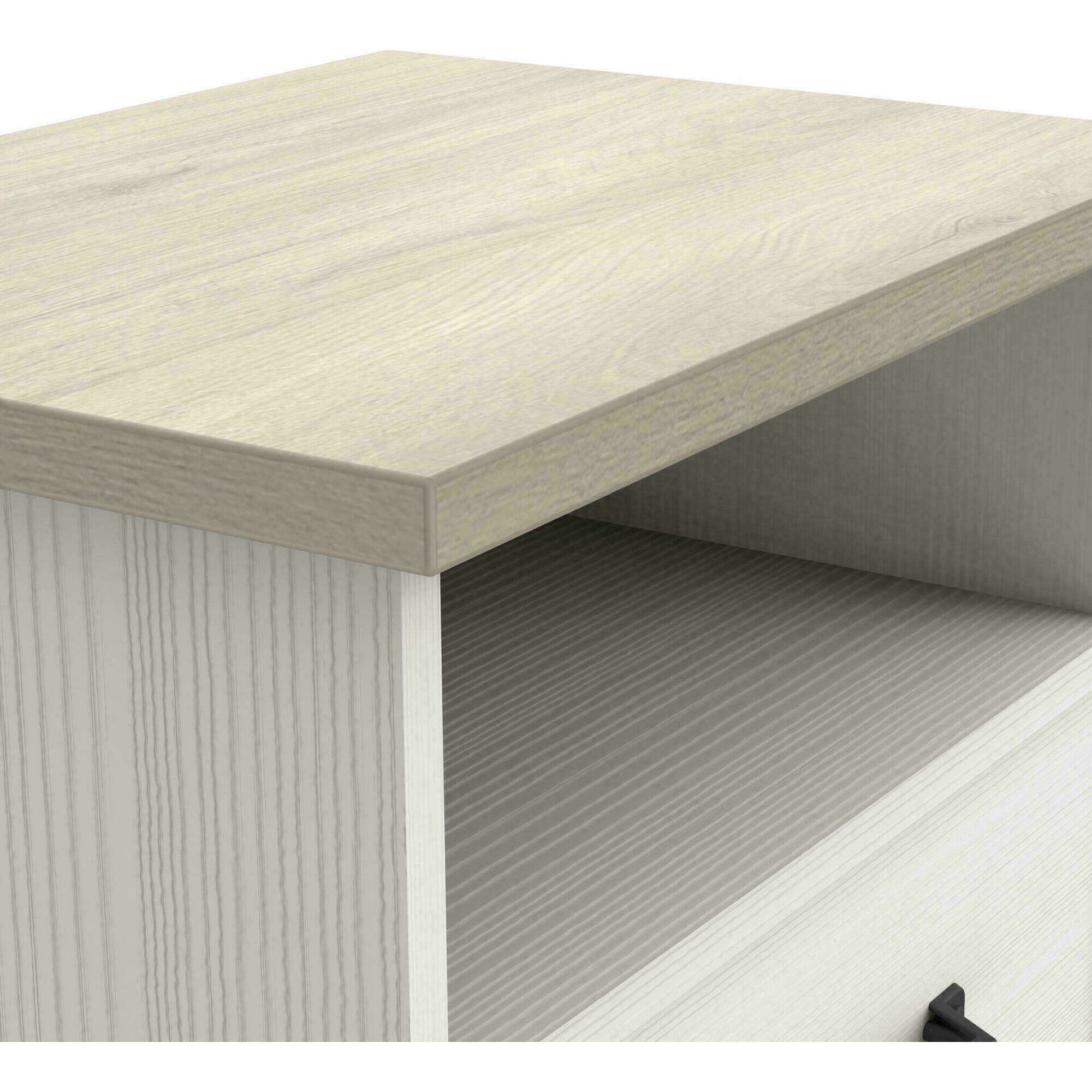 Mesa de Cabeceira 47x35x44cm Branca e Carvalho Cottage