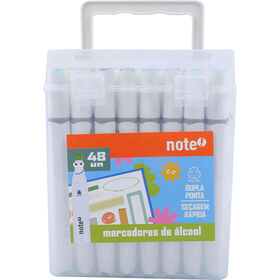 Conjunto de 48 Marcadores de &Aacute;lcool com Ponta Dupla Note!