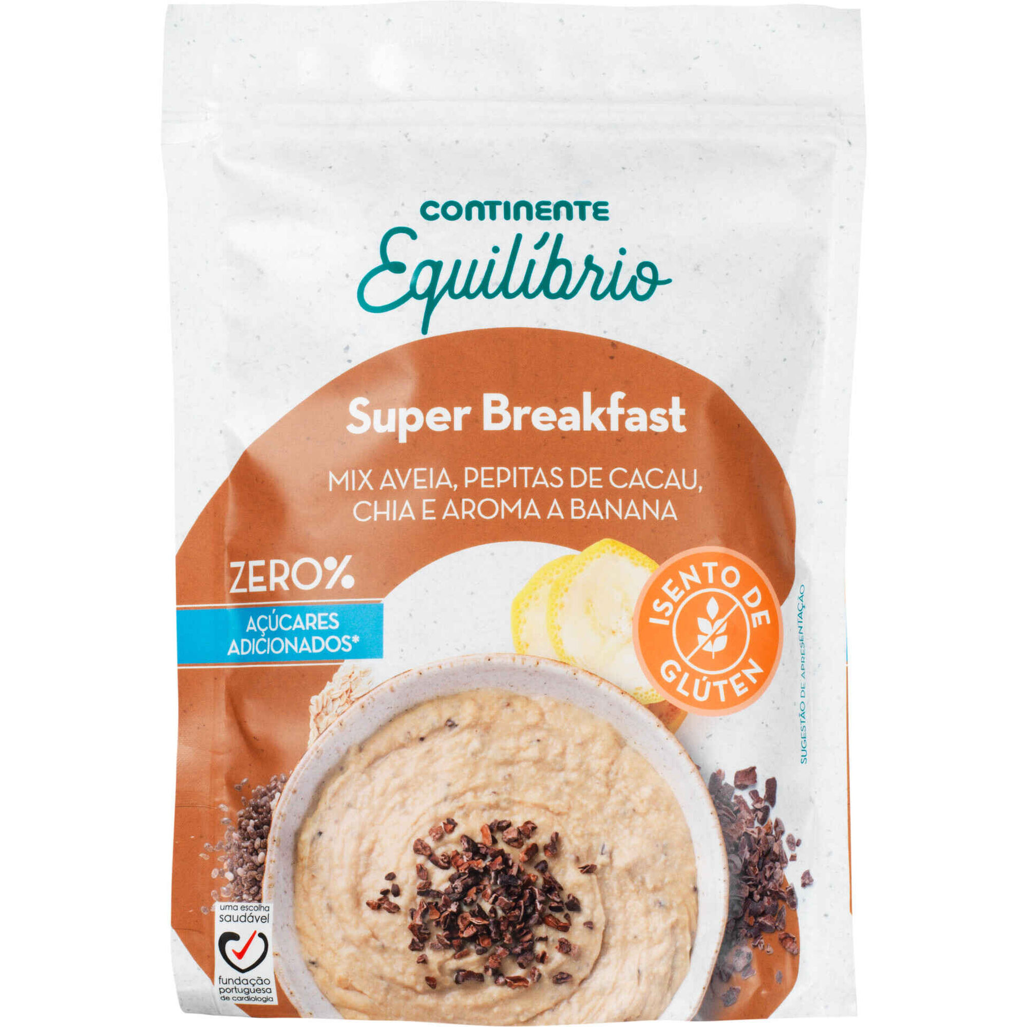 Preparado Super Breakfast Mix Aveia, Pepitas de Cacau, Chia e Banana sem Glúten